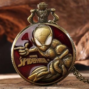 Spiderman NEW Pocket Watch Marvel Comic Fan Gift Spidey Red Enamel